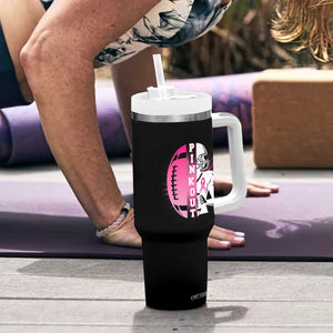 Pink Out Game Day Football Tumbler With Handle Breast Cancer Support TS12 Print Your Wear