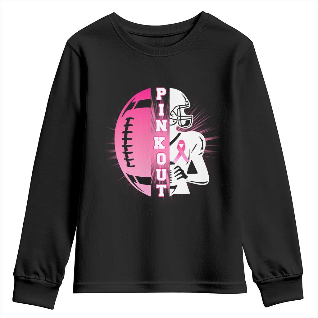Pink Out Game Day Football Youth Sweatshirt Breast Cancer Support TS12 Black Print Your Wear