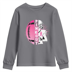 Pink Out Game Day Football Youth Sweatshirt Breast Cancer Support TS12 Charcoal Print Your Wear