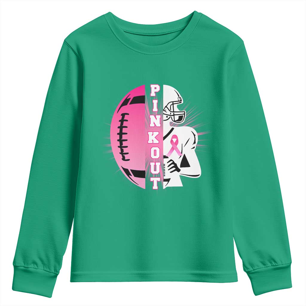 Pink Out Game Day Football Youth Sweatshirt Breast Cancer Support TS12 Irish Green Print Your Wear