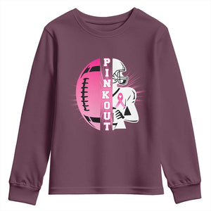 Pink Out Game Day Football Youth Sweatshirt Breast Cancer Support TS12 Maroon Print Your Wear
