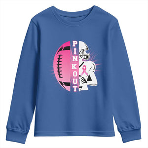 Pink Out Game Day Football Youth Sweatshirt Breast Cancer Support TS12 Royal Blue Print Your Wear