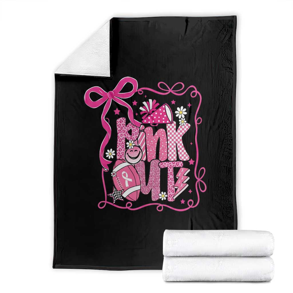 Pink Out Throw Blanket Football Support Breast Cancer Gift TS12 Black Print Your Wear