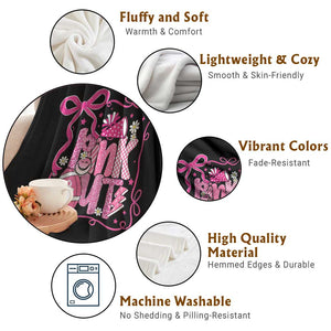 Pink Out Throw Blanket Football Support Breast Cancer Gift TS12 Print Your Wear