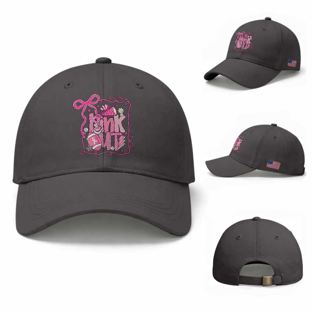 Pink Out Baseball Cap Football Support Breast Cancer Gift TS12 Baseball Cap Universal Fit Dark Gray Print Your Wear