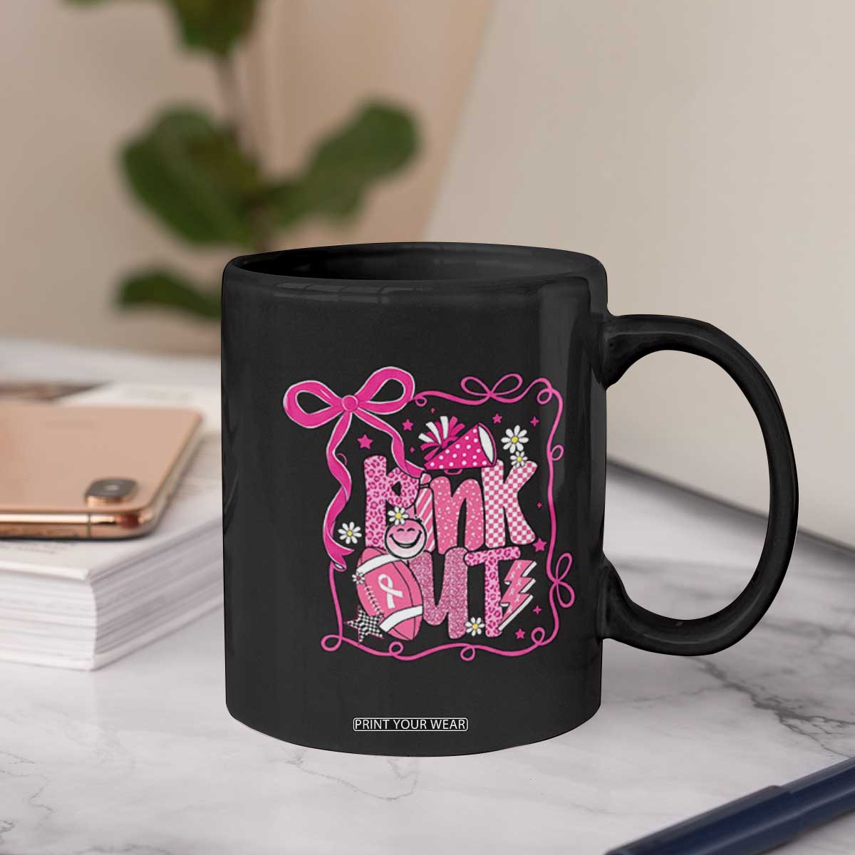 Pink Out Coffee Mug Football Support Breast Cancer Gift TS12 Print Your Wear