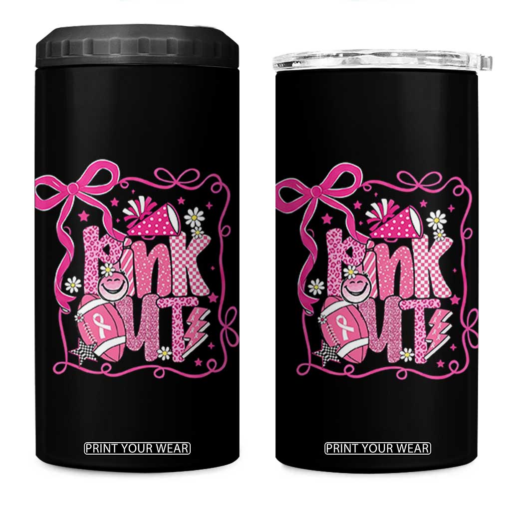 Pink Out 4 in 1 Can Cooler Tumbler Football Support Breast Cancer Gift TS12 One Size: 16 oz Black Print Your Wear