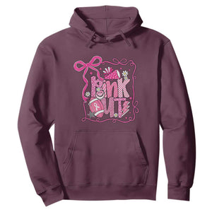 Pink Out Hoodie Football Support Breast Cancer Gift TS12 Maroon Print Your Wear