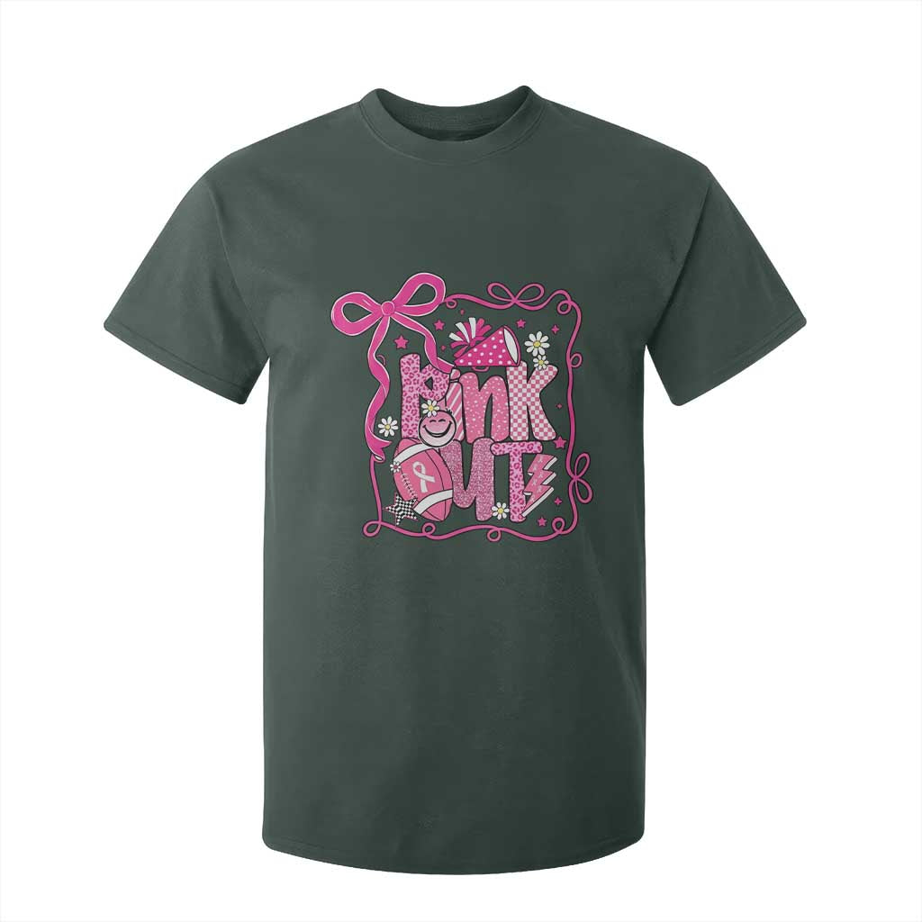 Pink Out T Shirt For Kid Football Support Breast Cancer Gift TS12 Dark Forest Green Print Your Wear