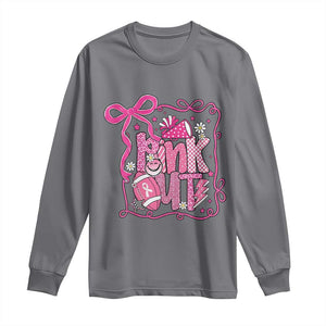 Pink Out Long Sleeve Shirt Football Support Breast Cancer Gift TS12 Charcoal Print Your Wear