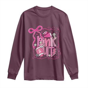 Pink Out Long Sleeve Shirt Football Support Breast Cancer Gift TS12 Maroon Print Your Wear