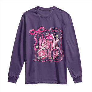Pink Out Long Sleeve Shirt Football Support Breast Cancer Gift TS12 Purple Print Your Wear