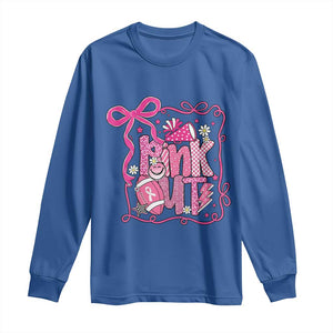 Pink Out Long Sleeve Shirt Football Support Breast Cancer Gift TS12 Royal Blue Print Your Wear