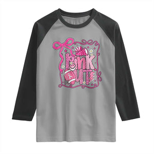 Pink Out Raglan Shirt Football Support Breast Cancer Gift TS12 Sport Gray Black Print Your Wear