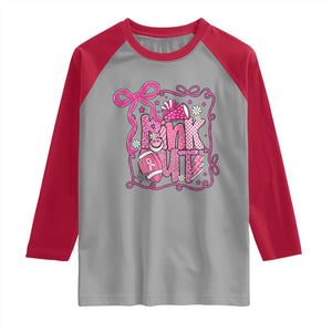 Pink Out Raglan Shirt Football Support Breast Cancer Gift TS12 Sport Gray Red Print Your Wear