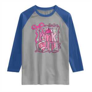 Pink Out Raglan Shirt Football Support Breast Cancer Gift TS12 Sport Gray Royal Print Your Wear