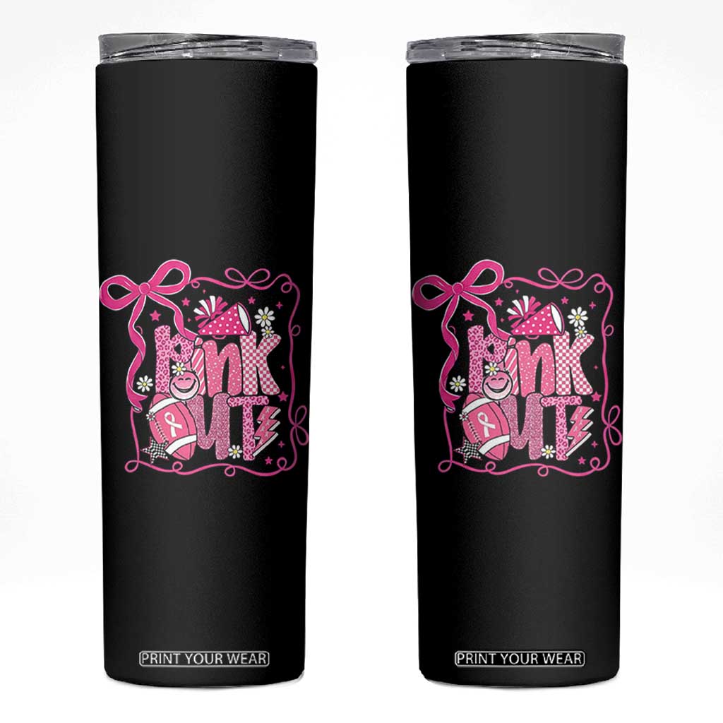 Pink Out Skinny Tumbler Football Support Breast Cancer Gift TS12 Black Print Your Wear