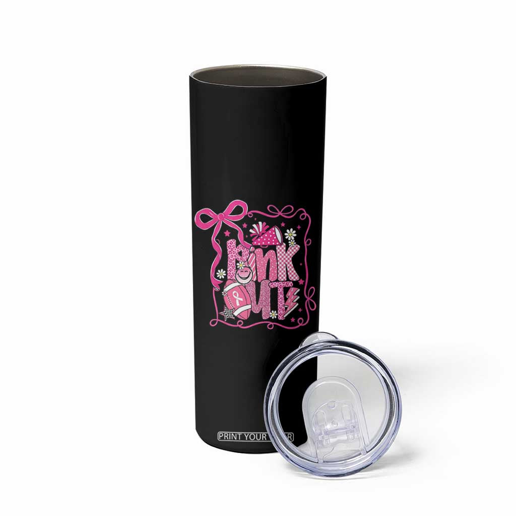 Pink Out Skinny Tumbler Football Support Breast Cancer Gift TS12 Print Your Wear