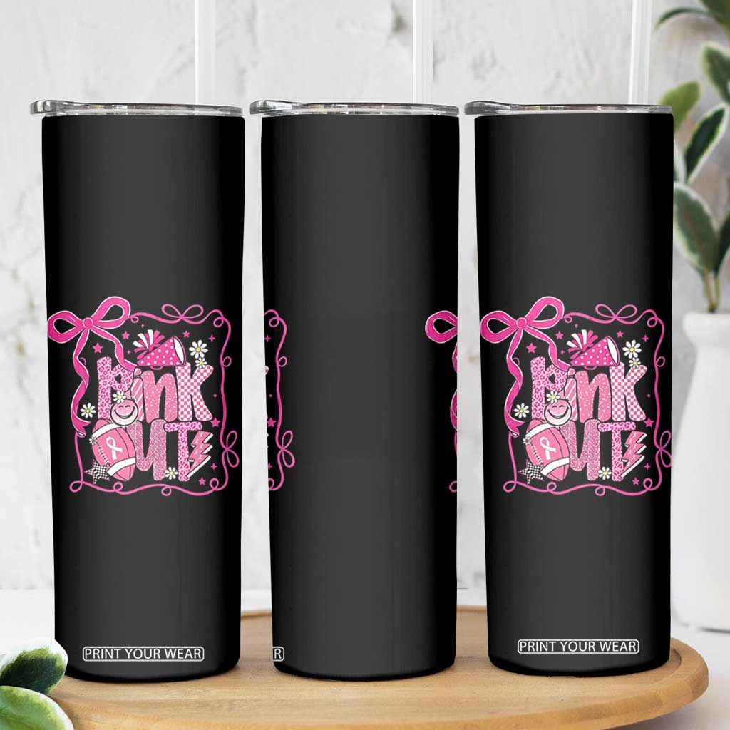 Pink Out Skinny Tumbler Football Support Breast Cancer Gift TS12 Print Your Wear