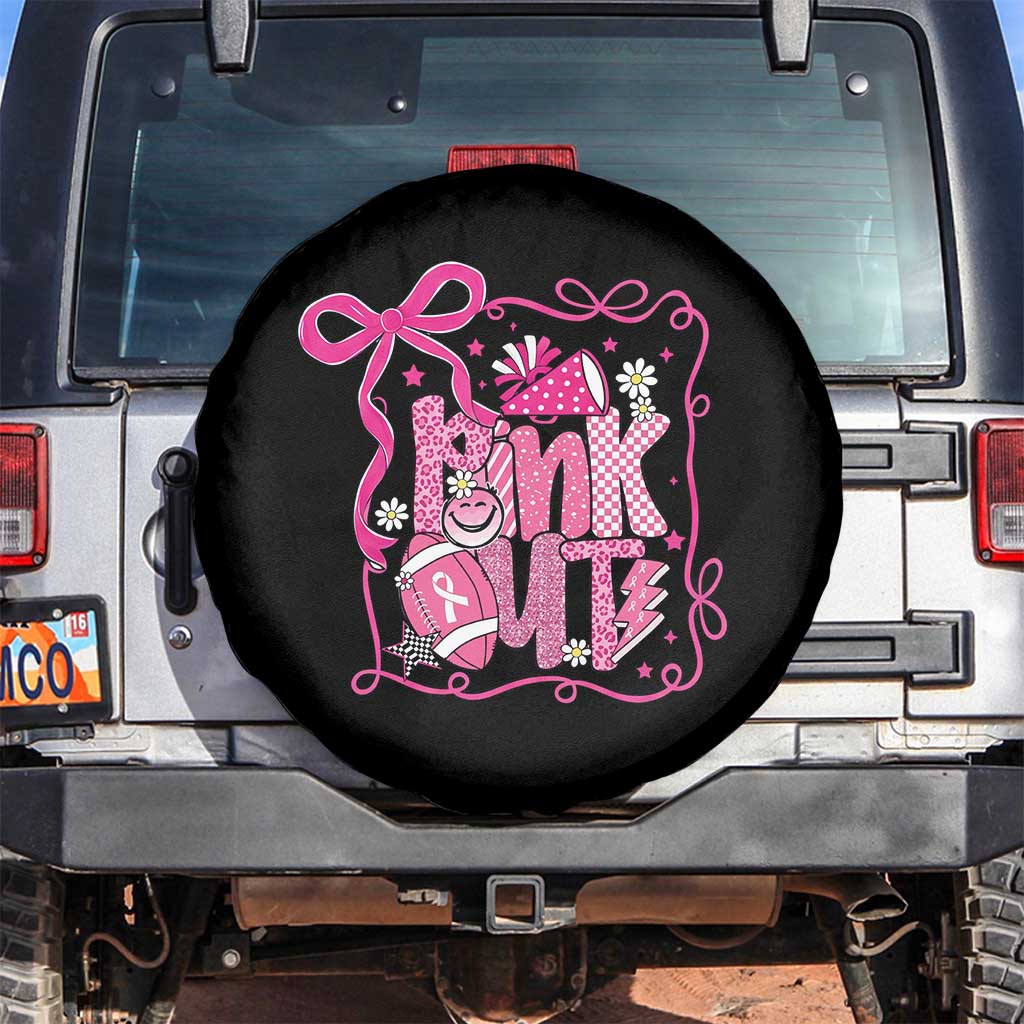 Pink Out Spare Tire Cover Football Support Breast Cancer Gift TS12 No hole Black Print Your Wear