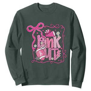 Pink Out Sweatshirt Football Support Breast Cancer Gift TS12 Dark Forest Green Print Your Wear