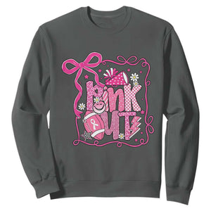 Pink Out Sweatshirt Football Support Breast Cancer Gift TS12 Dark Heather Print Your Wear