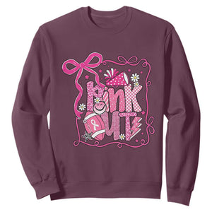 Pink Out Sweatshirt Football Support Breast Cancer Gift TS12 Maroon Print Your Wear