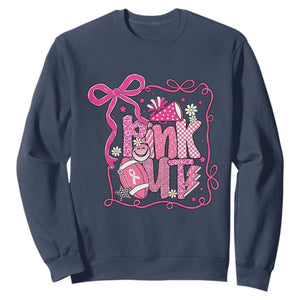 Pink Out Sweatshirt Football Support Breast Cancer Gift TS12 Navy Print Your Wear