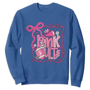 Pink Out Sweatshirt Football Support Breast Cancer Gift TS12 Royal Blue Print Your Wear