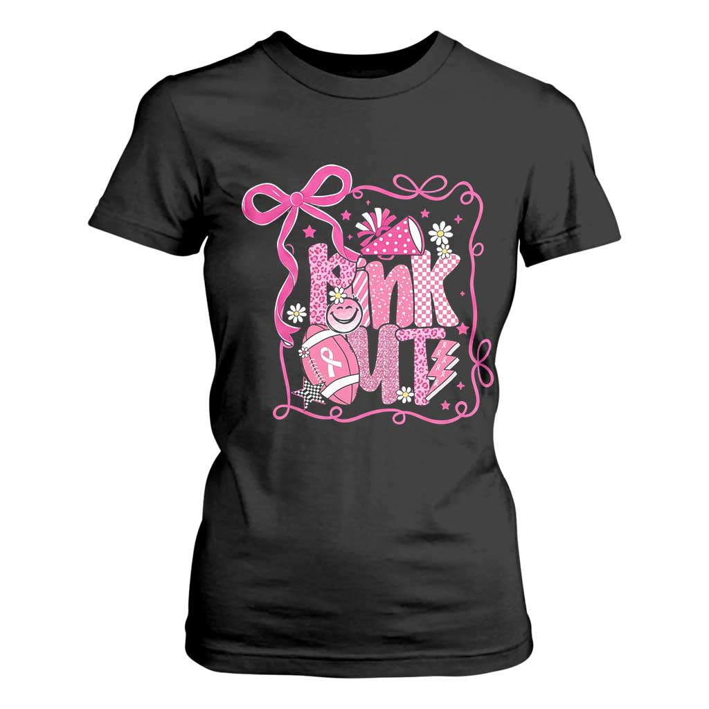 Pink Out T Shirt For Women Football Support Breast Cancer Gift TS12 Black Print Your Wear
