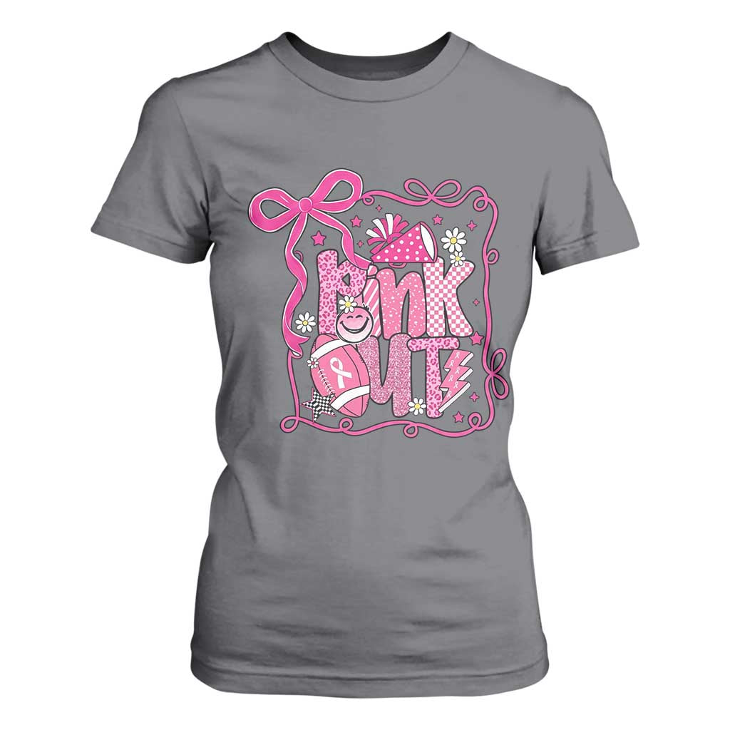 Pink Out T Shirt For Women Football Support Breast Cancer Gift TS12 Charcoal Print Your Wear