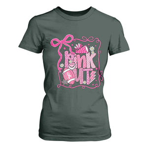 Pink Out T Shirt For Women Football Support Breast Cancer Gift TS12 Dark Forest Green Print Your Wear