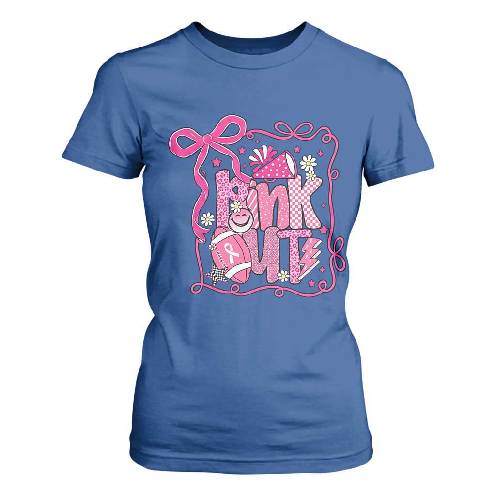 Pink Out T Shirt For Women Football Support Breast Cancer Gift TS12 Royal Blue Print Your Wear