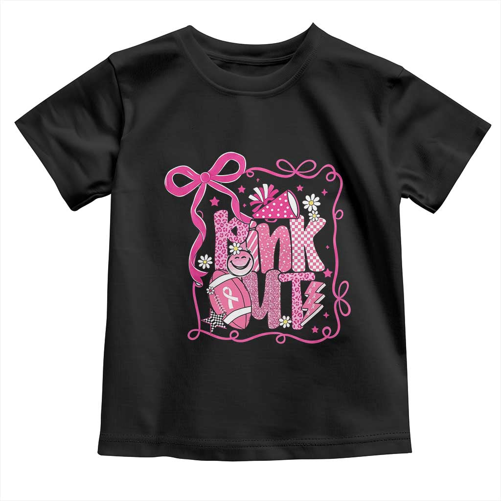 Pink Out Toddler T Shirt Football Support Breast Cancer Gift TS12 Black Print Your Wear