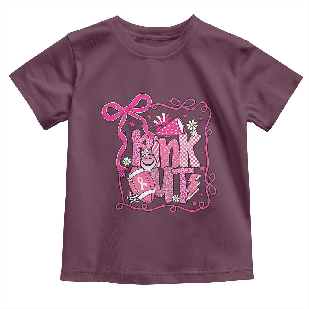 Pink Out Toddler T Shirt Football Support Breast Cancer Gift TS12 Maroon Print Your Wear