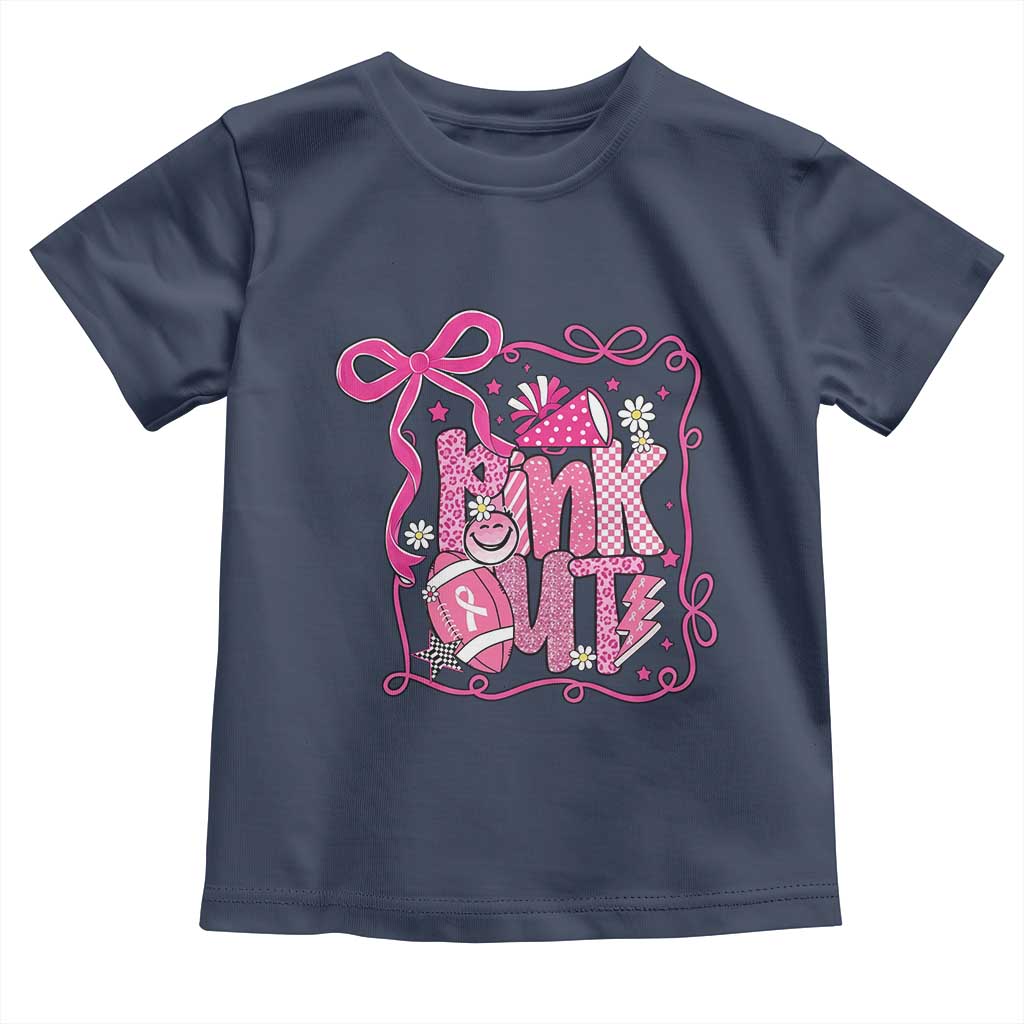 Pink Out Toddler T Shirt Football Support Breast Cancer Gift TS12 Navy Print Your Wear