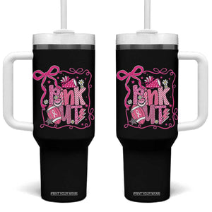 Pink Out Tumbler With Handle Football Support Breast Cancer Gift TS12 One Size: 40 oz Black Print Your Wear