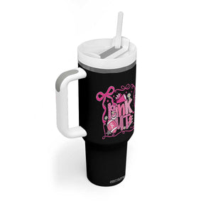Pink Out Tumbler With Handle Football Support Breast Cancer Gift TS12 Print Your Wear