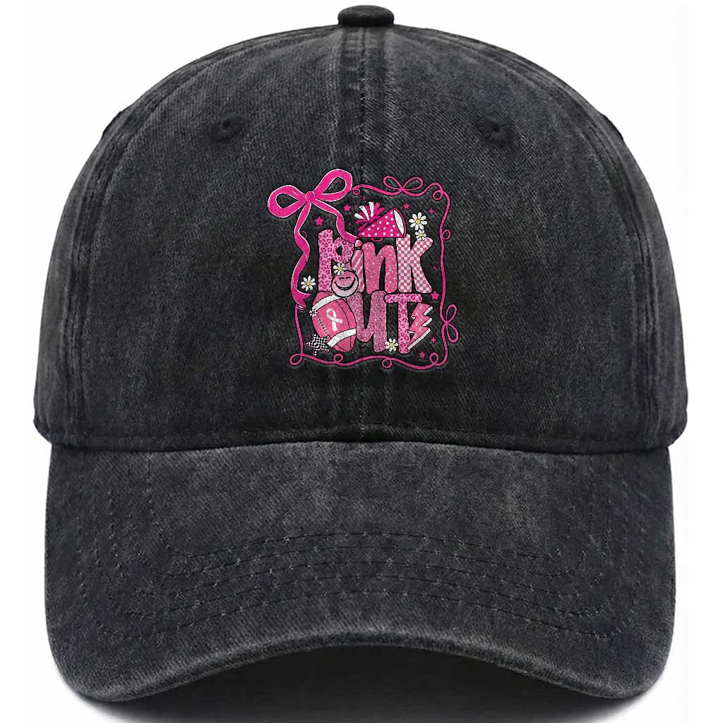Pink Out Washed Cotton Baseball Cap Football Support Breast Cancer Gift TS12 Print Your Wear