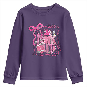Pink Out Youth Sweatshirt Football Support Breast Cancer Gift TS12 Purple Print Your Wear