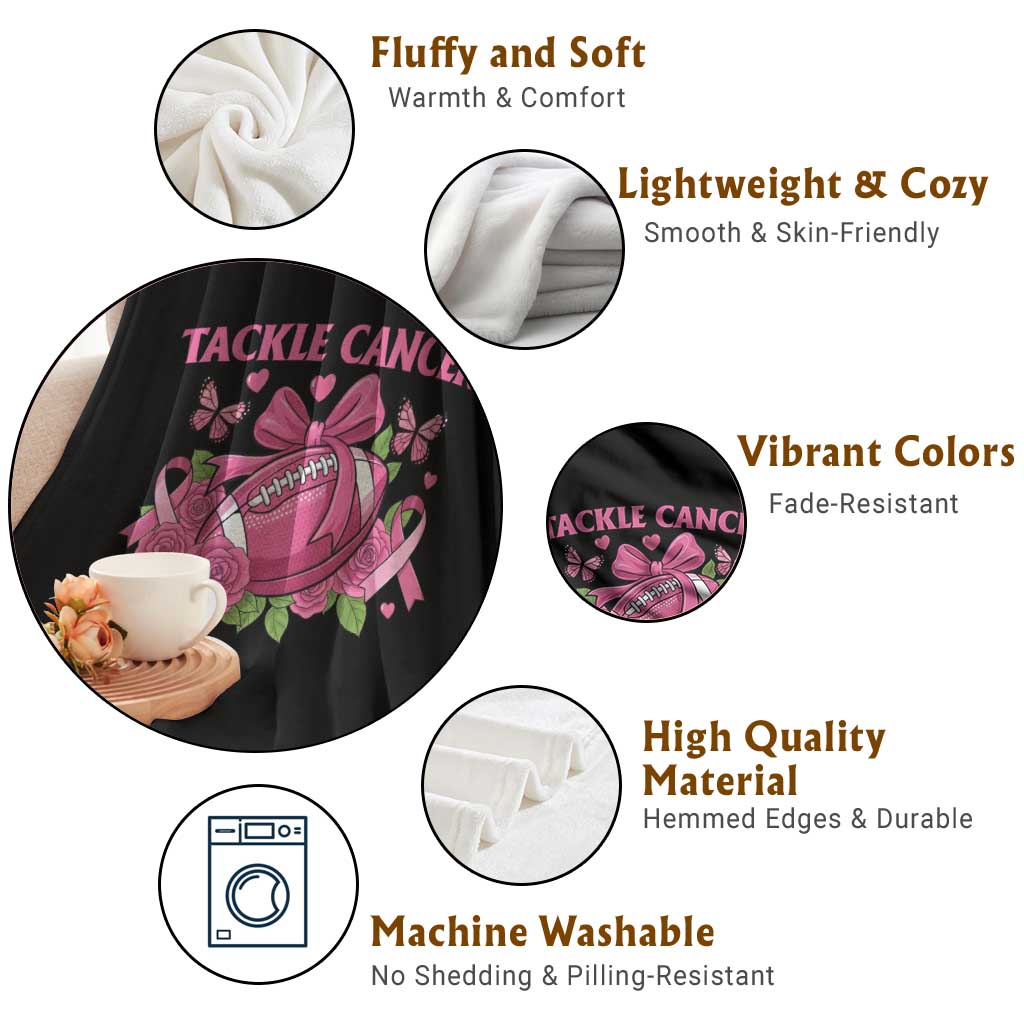 Tackle Cancer Throw Blanket Football Breast Cancer Awareness Pink Ribbon TS12 Print Your Wear