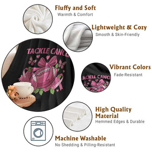 Tackle Cancer Throw Blanket Football Breast Cancer Awareness Pink Ribbon TS12 Print Your Wear