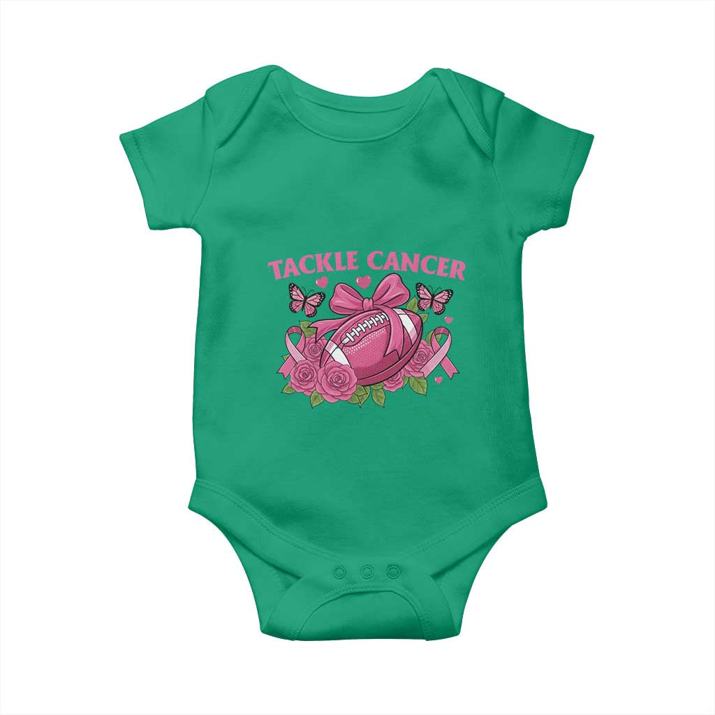 Tackle Cancer Baby Onesie Football Breast Cancer Awareness Pink Ribbon TS12 Irish Green Print Your Wear