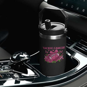 Tackle Cancer Flip Straw Tumbler Football Breast Cancer Awareness Pink Ribbon TS12 Print Your Wear