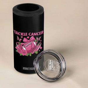 Tackle Cancer 4 in 1 Can Cooler Tumbler Football Breast Cancer Awareness Pink Ribbon TS12 Print Your Wear