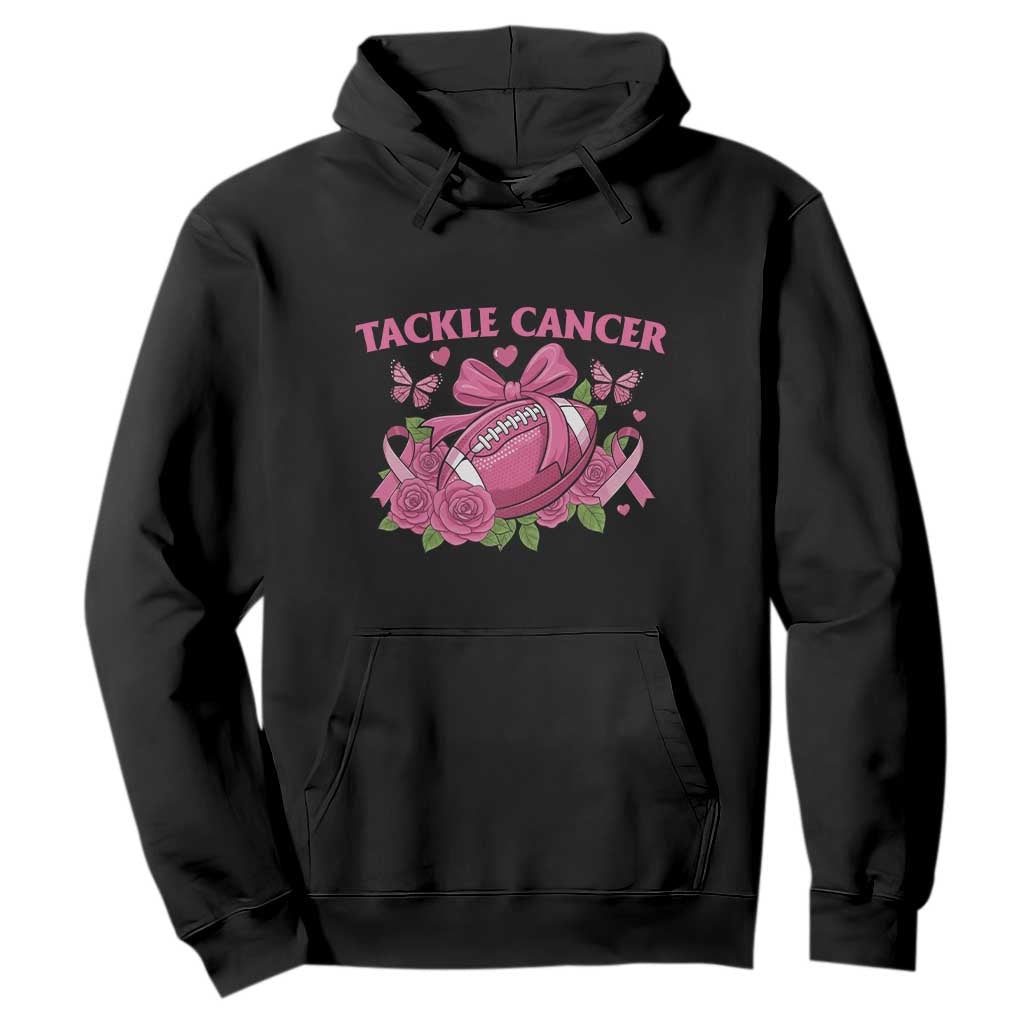 Tackle Cancer Hoodie Football Breast Cancer Awareness Pink Ribbon TS12 Black Print Your Wear