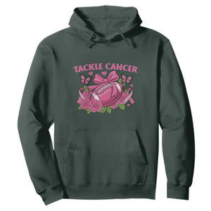 Tackle Cancer Hoodie Football Breast Cancer Awareness Pink Ribbon TS12 Dark Forest Green Print Your Wear