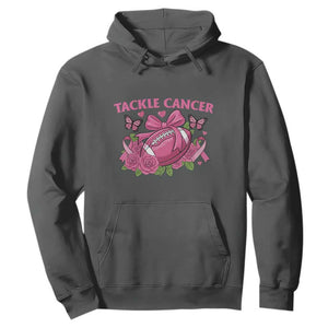 Tackle Cancer Hoodie Football Breast Cancer Awareness Pink Ribbon TS12 Dark Heather Print Your Wear