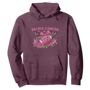 Tackle Cancer Hoodie Football Breast Cancer Awareness Pink Ribbon TS12 Maroon Print Your Wear