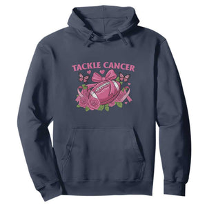Tackle Cancer Hoodie Football Breast Cancer Awareness Pink Ribbon TS12 Navy Print Your Wear